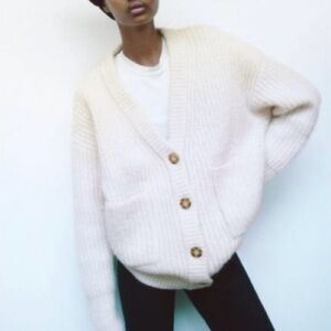 Zara Cream Button-Up Women's Cardigan